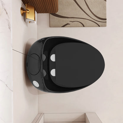 1-Piece 1.28 GPF Single Flush Egg Shape Toilet in Glossy Black