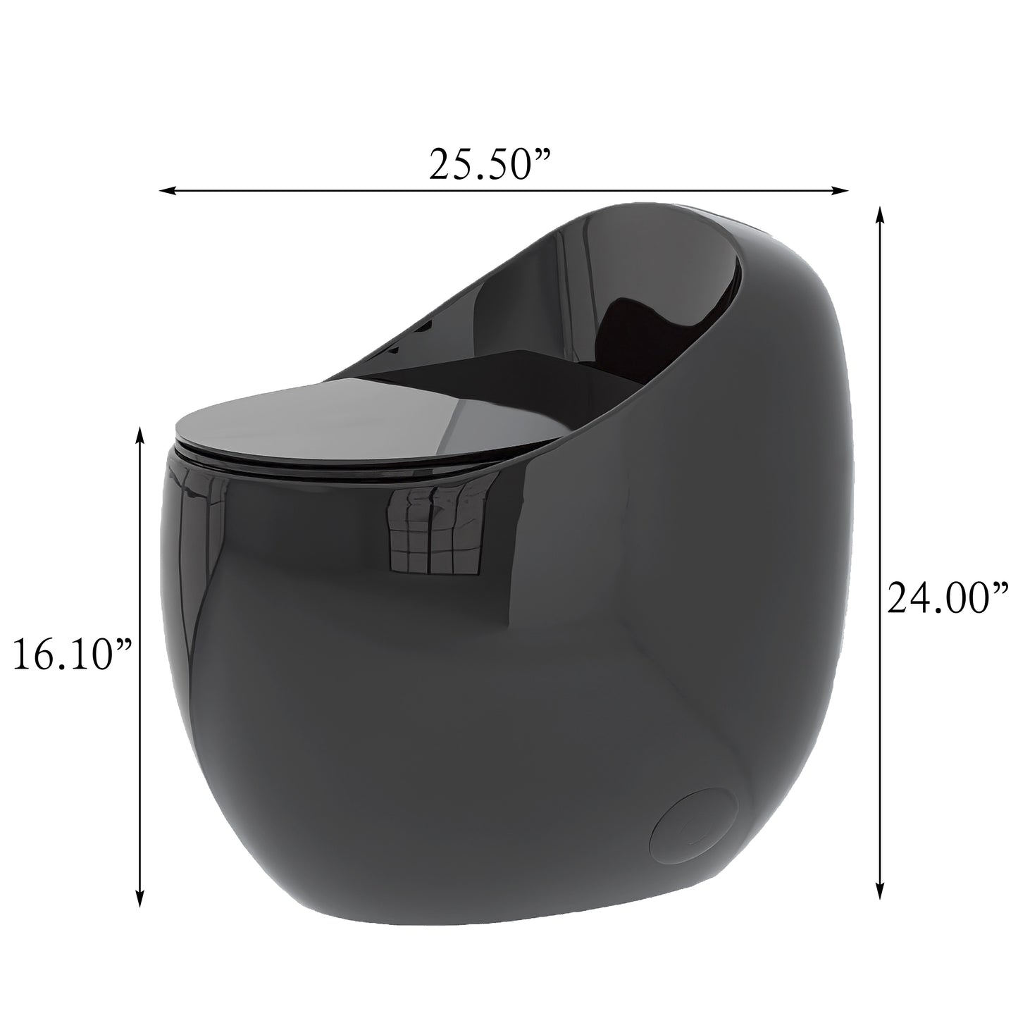 1-Piece 1.28 GPF Single Flush Egg Shape Toilet in Glossy Black