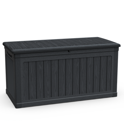 230 Gallon Large Outdoor Storage XXL Deck Box for Patio Furniture, Outdoor Cushions, Garden Tools and Sports/Pools Equipment, Waterproof Resin, Lockable, Black