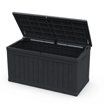 230 Gallon Large Outdoor Storage XXL Deck Box for Patio Furniture, Outdoor Cushions, Garden Tools and Sports/Pools Equipment, Waterproof Resin, Lockable, Black