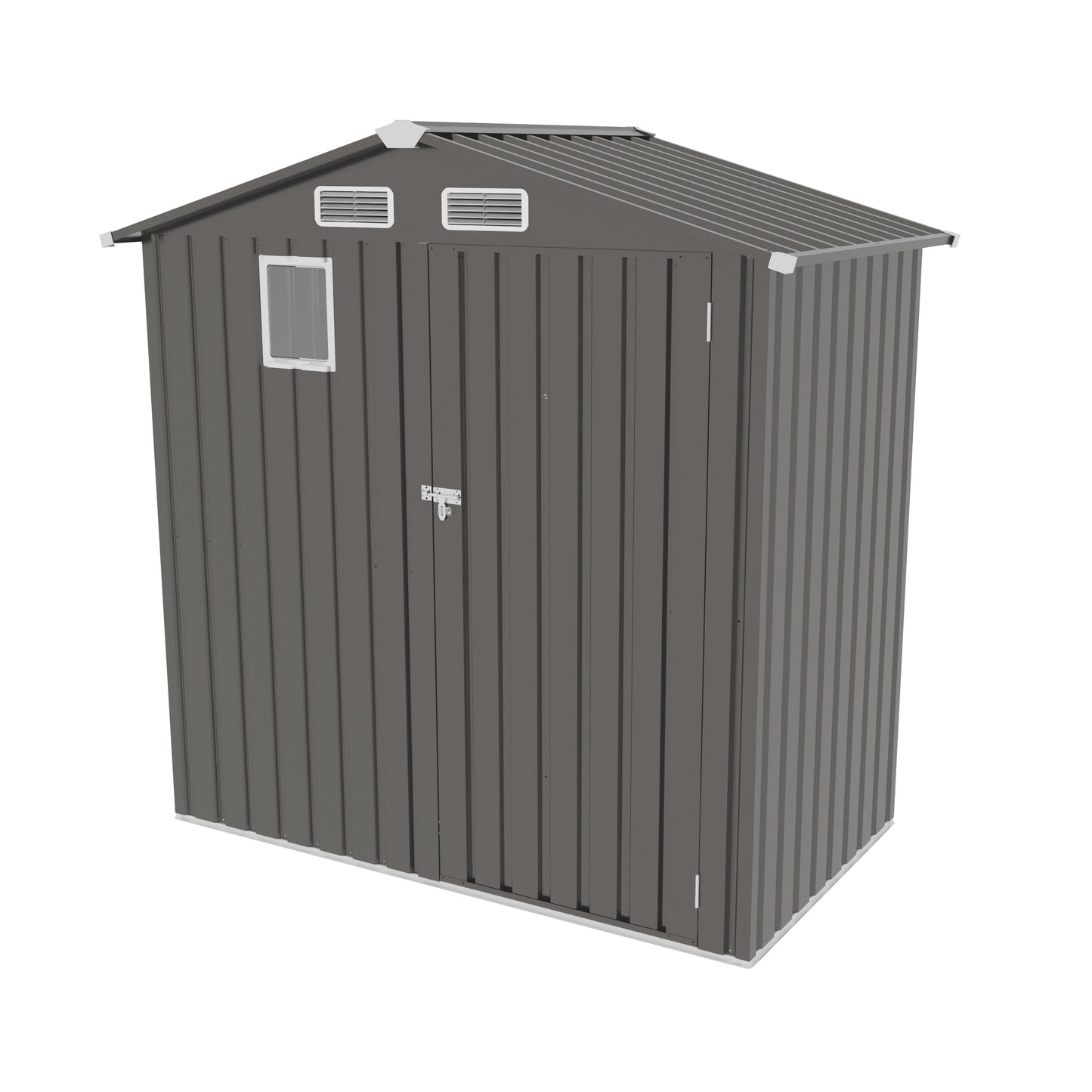 6X 3.6FT Metal Outdoor Storage Shed, Tool Shed with Peaked Roof Watertight with Clear Window and Lockable Door Compact Metal Tool Room for Garden, Backyard, Patio, Sundries and Bike Storage, Gray