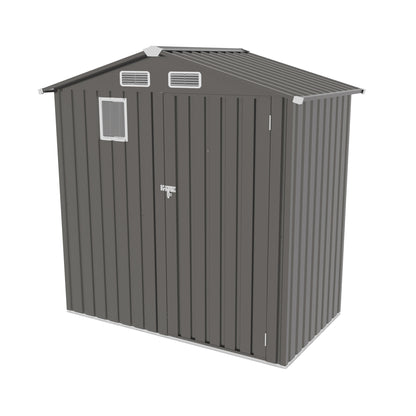 6X 3.6FT Metal Outdoor Storage Shed, Tool Shed with Peaked Roof Watertight with Clear Window and Lockable Door Compact Metal Tool Room for Garden, Backyard, Patio, Sundries and Bike Storage, Gray