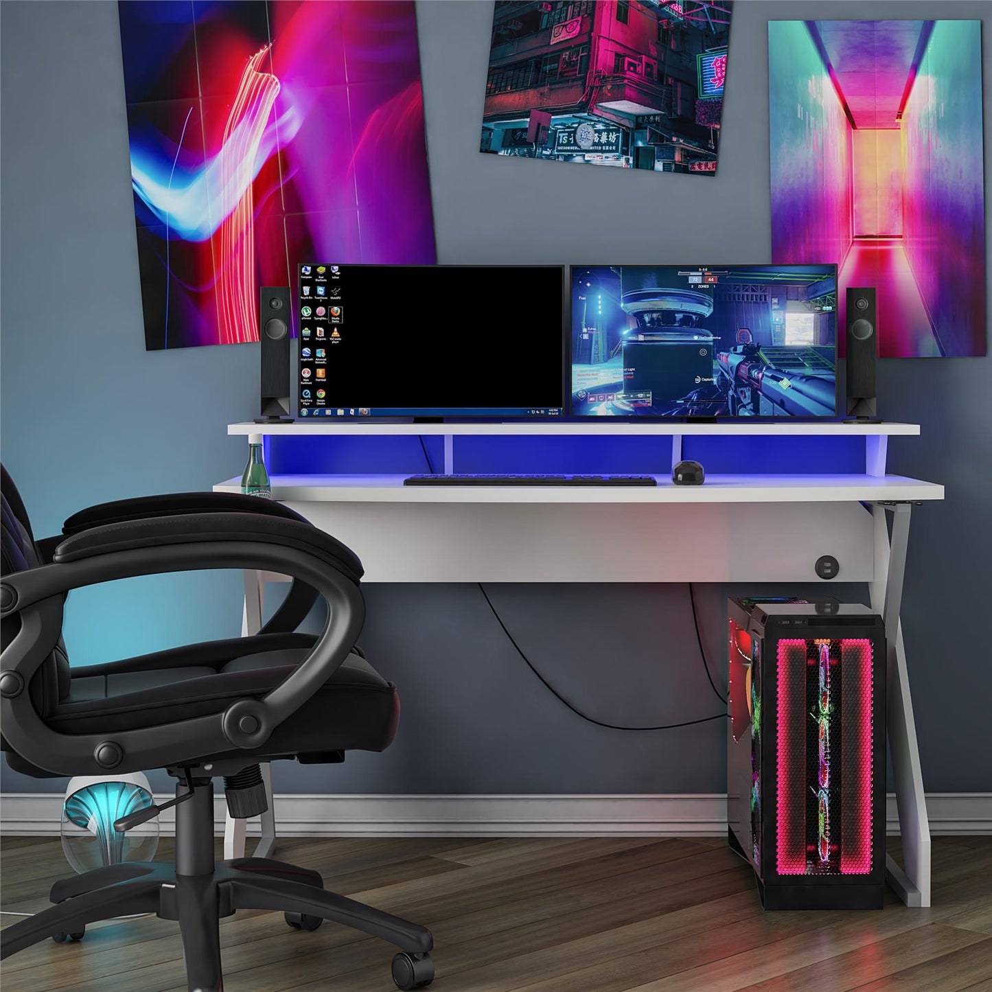 Xtreme Gaming Desk with Riser, White