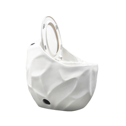 1-Piece 1.28 GPF Single Flush Egg Shape Toilet in Glossy White