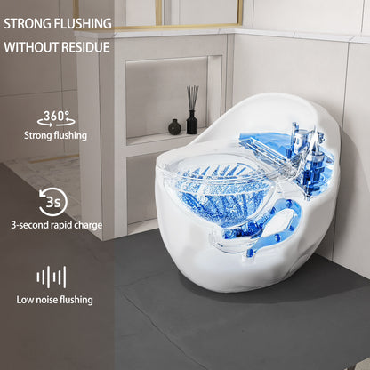 1-Piece 1.28 GPF Single Flush Egg Shape Toilet in Glossy White