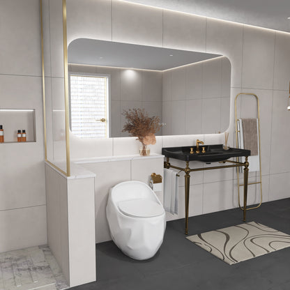 1-Piece 1.28 GPF Single Flush Egg Shape Toilet in Glossy White