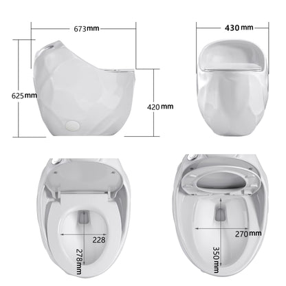 1-Piece 1.28 GPF Single Flush Egg Shape Toilet in Glossy White
