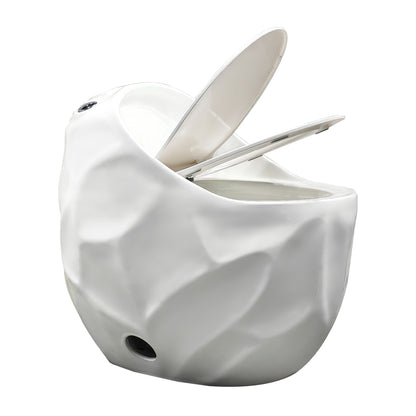 1-Piece 1.28 GPF Single Flush Egg Shape Toilet in Glossy White