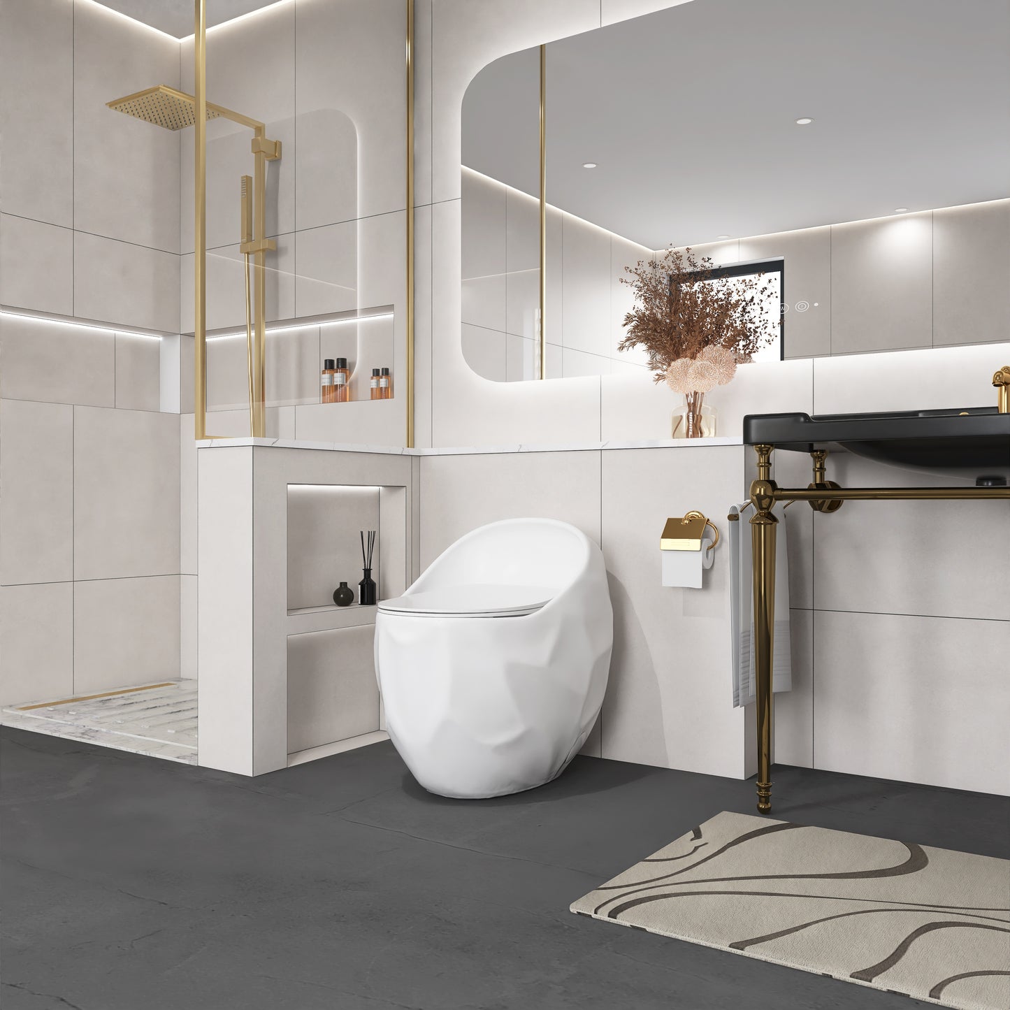 1-Piece 1.28 GPF Single Flush Egg Shape Toilet in Glossy White