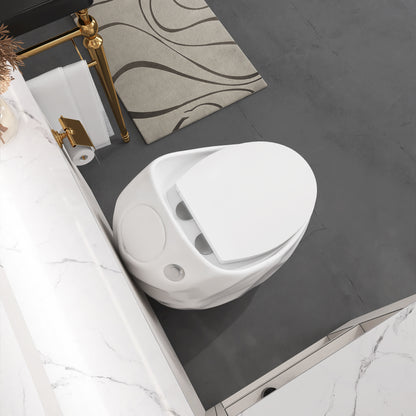 1-Piece 1.28 GPF Single Flush Egg Shape Toilet in Glossy White