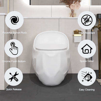 1-Piece 1.28 GPF Single Flush Egg Shape Toilet in Glossy White