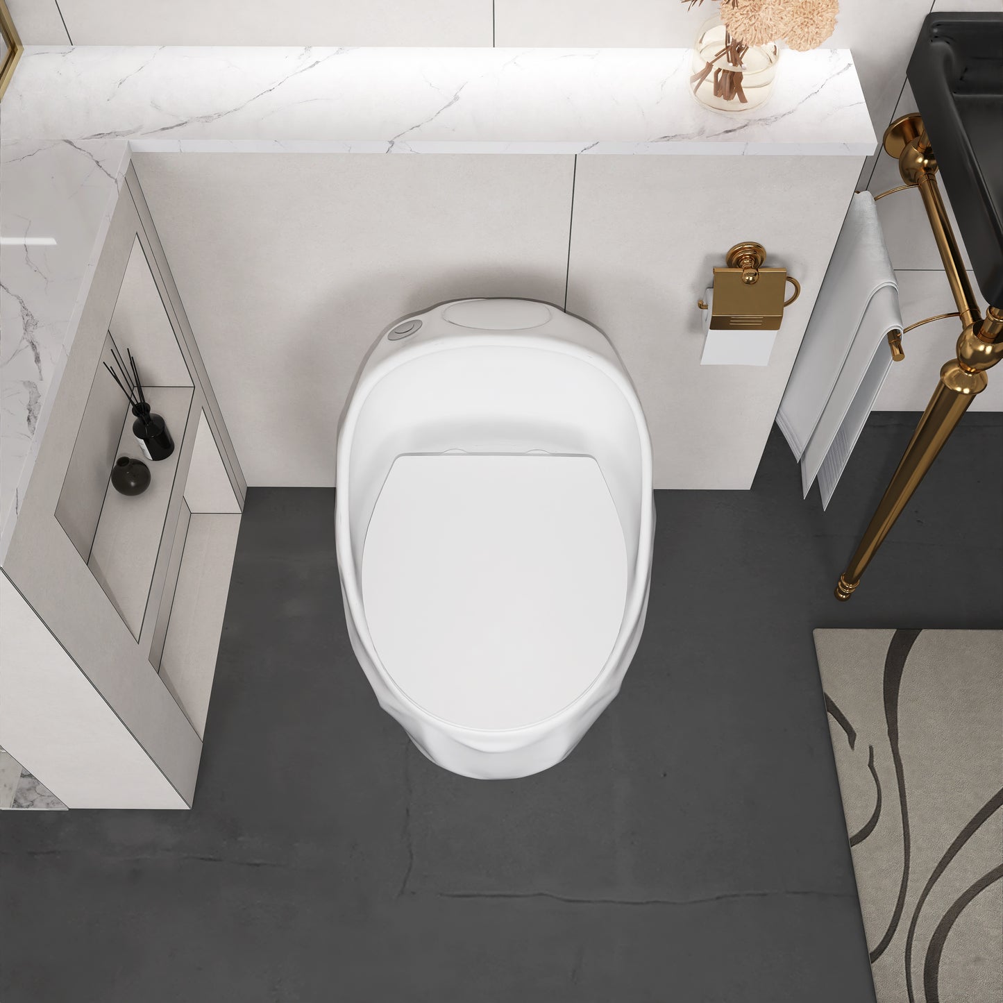 1-Piece 1.28 GPF Single Flush Egg Shape Toilet in Glossy White