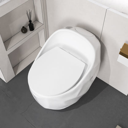 1-Piece 1.28 GPF Single Flush Egg Shape Toilet in Glossy White