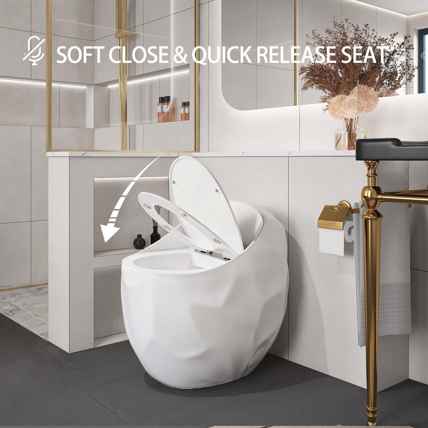 1-Piece 1.28 GPF Single Flush Egg Shape Toilet in Glossy White