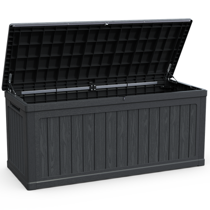 260 Gallon Large Outdoor Storage XXL Deck Box for Patio Furniture, Outdoor Cushions, Garden Tools and Sports/Pools Equipment, Waterproof Resin, Lockable, Black