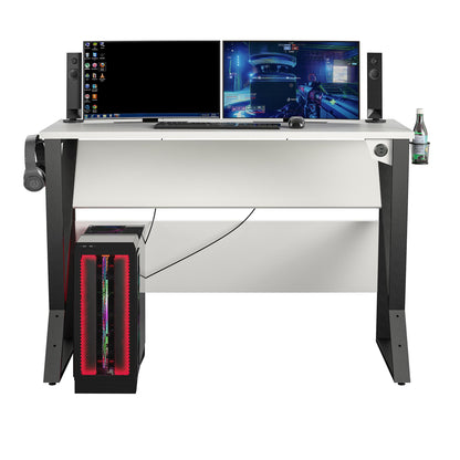 Genesis Adjustable Gaming Desk, White