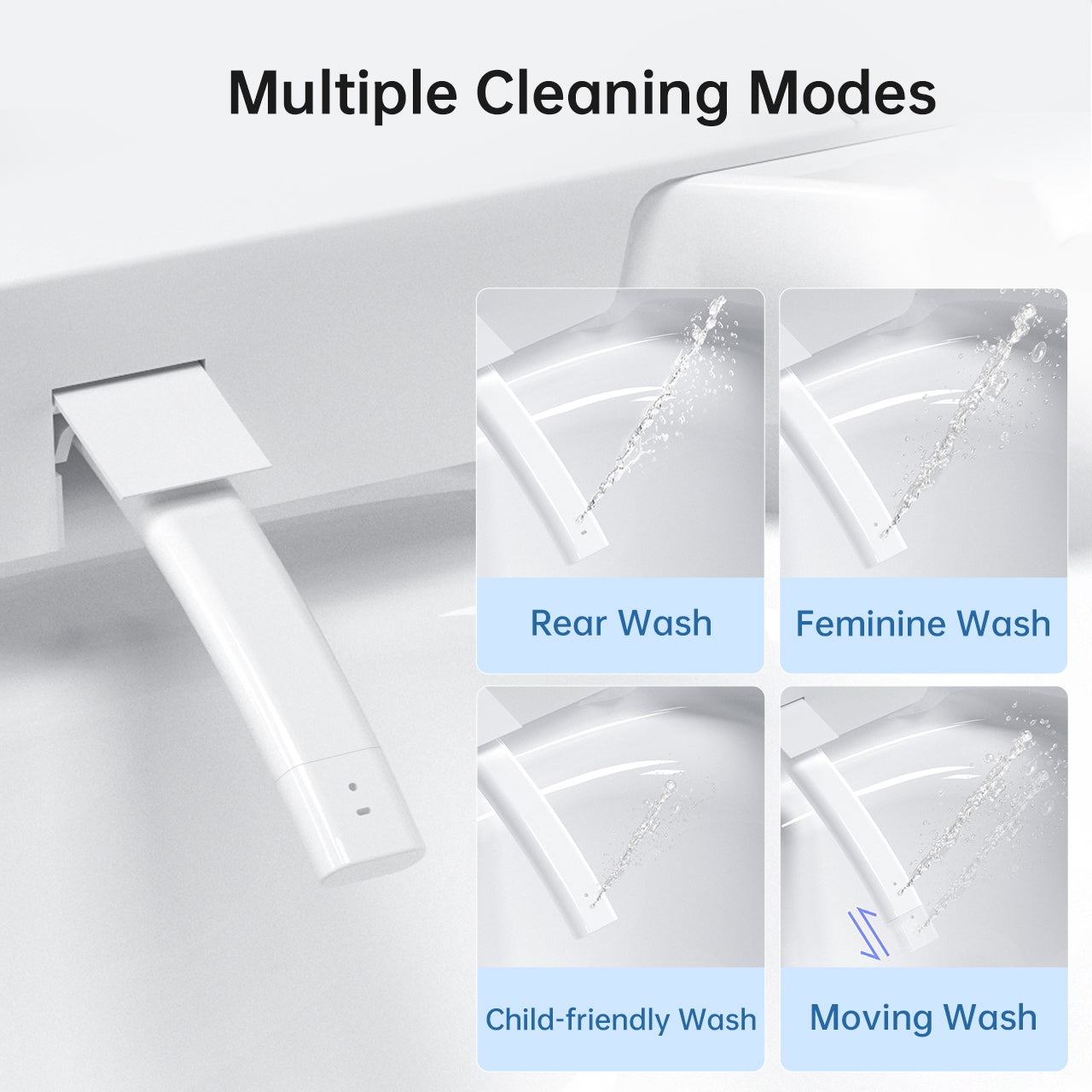 Modern integrated Smart toilet, Auto Open/Close lid, temperature heating seat, instant warm water cleaning, can automatically flush, remote control flush, foot sensing flush