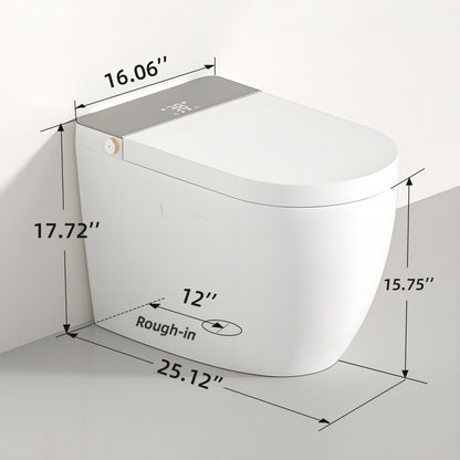 Modern integrated Smart toilet, Auto Open/Close lid, temperature heating seat, instant warm water cleaning, can automatically flush, remote control flush, foot sensing flush