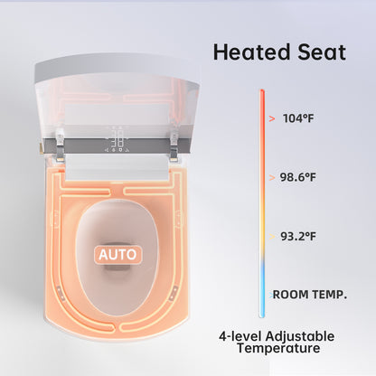 Modern integrated Smart toilet, Auto Open/Close lid, temperature heating seat, instant warm water cleaning, can automatically flush, remote control flush, foot sensing flush