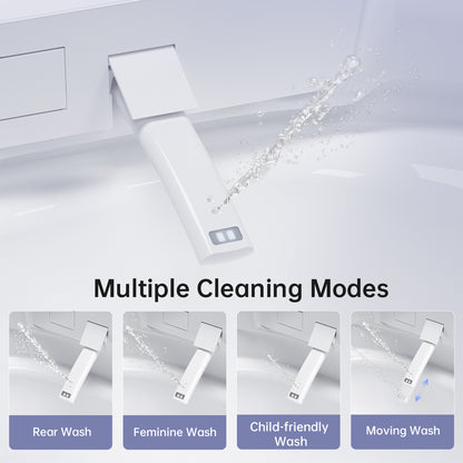 Modern integrated Smart toilet, Auto Open/Close lid, temperature heating seat, instant warm water cleaning, can automatically flush, remote control flush, foot sensing flush