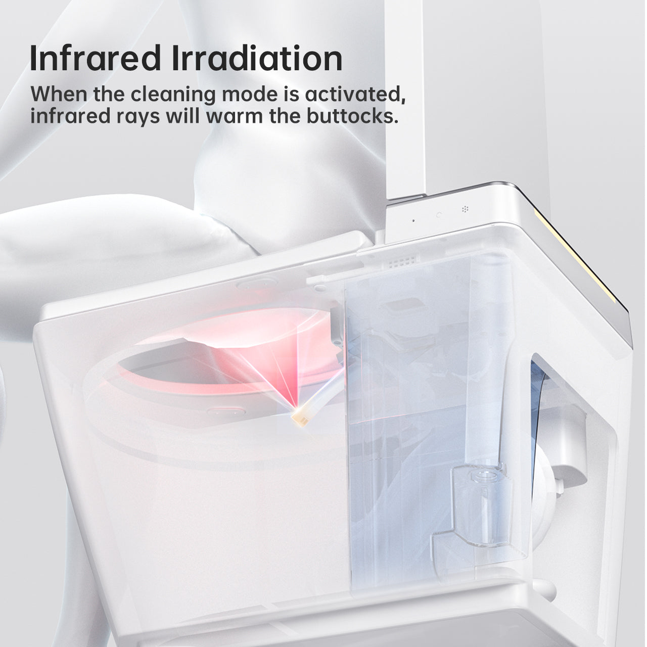 Modern integrated Smart toilet, Auto Open/Close lid, temperature heating seat, instant warm water cleaning, can automatically flush, remote control flush, foot sensing flush