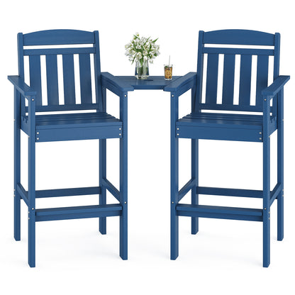 Tall  Chairs Set of 2, Bar Stools with Connecting Tray, Bar Height  Chair Patio Barstool, Ideal All Weather Tall Patio Chair for Balcony, Poolside, Backyard