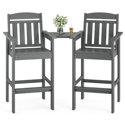 Tall&nbsp; Chairs Set of 2, HDPE Bar Stools with Connecting Tray, Bar Height&nbsp; Chair Patio Barstool, Ideal All Weather Tall Patio Chair for Balcony, Poolside, Backyard&nbsp;