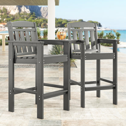 Tall&nbsp; Chairs Set of 2, HDPE Bar Stools with Connecting Tray, Bar Height&nbsp; Chair Patio Barstool, Ideal All Weather Tall Patio Chair for Balcony, Poolside, Backyard&nbsp;