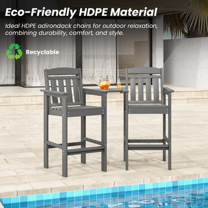 Tall&nbsp; Chairs Set of 2, HDPE Bar Stools with Connecting Tray, Bar Height&nbsp; Chair Patio Barstool, Ideal All Weather Tall Patio Chair for Balcony, Poolside, Backyard&nbsp;