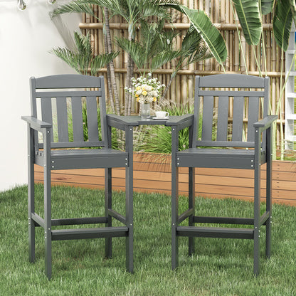 Tall&nbsp; Chairs Set of 2, HDPE Bar Stools with Connecting Tray, Bar Height&nbsp; Chair Patio Barstool, Ideal All Weather Tall Patio Chair for Balcony, Poolside, Backyard&nbsp;