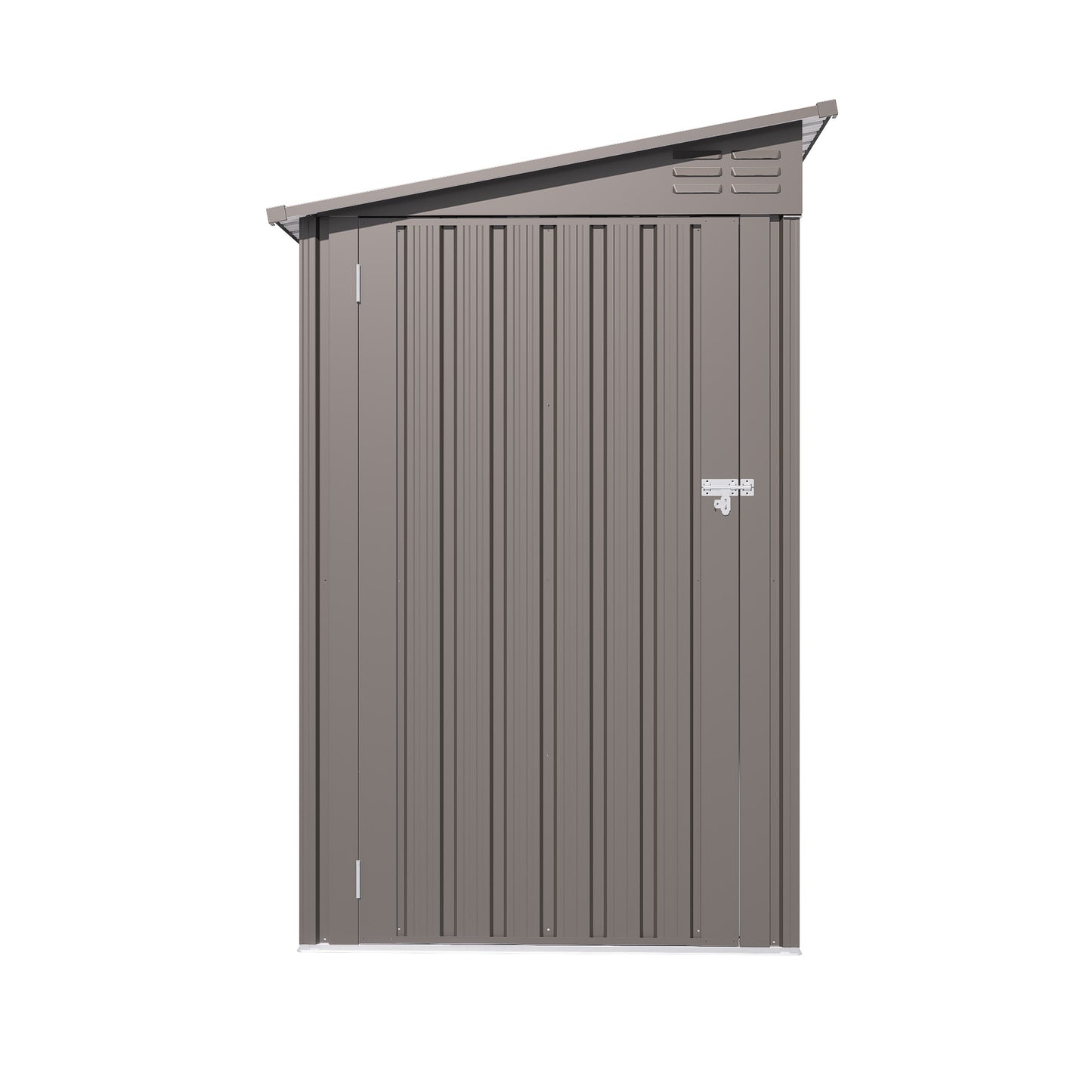 4x9 FT Lean to Shed with Windows, Metal Garden Shed Tool House with Sloping Roof with 2 Vents and 1 Side Open Door, Outdoor Storage Shed Waterproof for Backyard, Garden, Patio, Gray