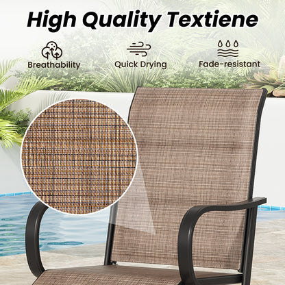 Swivel Patio Bar Stools Set of 2, Outdoor Bar Stools with Paded Textilene Fabric, All Weather Outdoor Bar Height Chairs, Ergonomic Comfort Tall Swivel Patio Chair for Balcony, Poolside