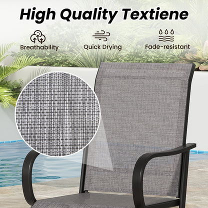 Patio Barstools Set of 2, Swivel Outdoor Patio Bar Stools with Textilene Fabric, Height Top Outdoor Chair 360° Swivel, All Weather Use, Ergonomic Comfort Bar Height Tall Stools for Outside