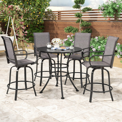 Patio Barstools Set of 2, Swivel Outdoor Patio Bar Stools with Textilene Fabric, Height Top Outdoor Chair 360° Swivel, All Weather Use, Ergonomic Comfort Bar Height Tall Stools for Outside
