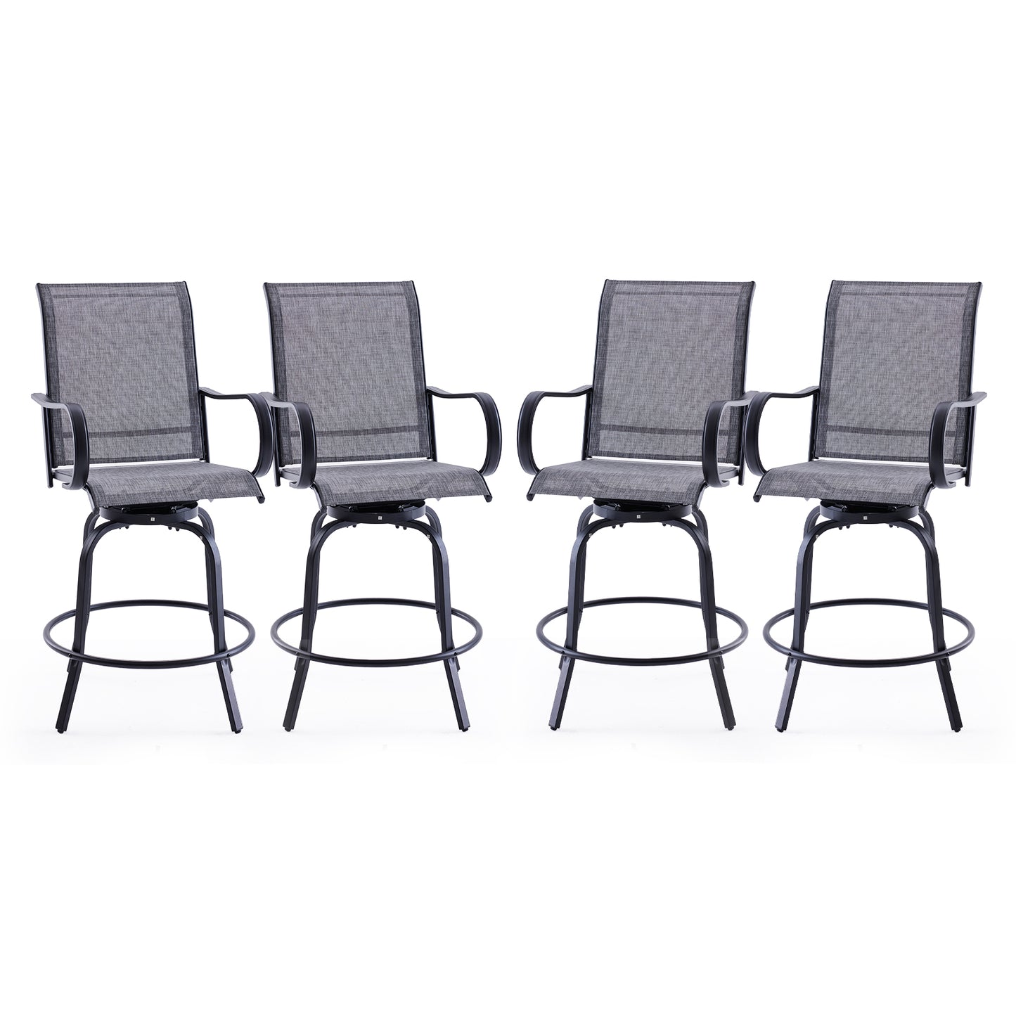 Patio Barstools Set of 2, Swivel Outdoor Patio Bar Stools with Textilene Fabric, Height Top Outdoor Chair 360° Swivel, All Weather Use, Ergonomic Comfort Bar Height Tall Stools for Outside