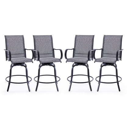 Patio Barstools Set of 2, Swivel Outdoor Patio Bar Stools with Textilene Fabric, Height Top Outdoor Chair 360° Swivel, All Weather Use, Ergonomic Comfort Bar Height Tall Stools for Outside