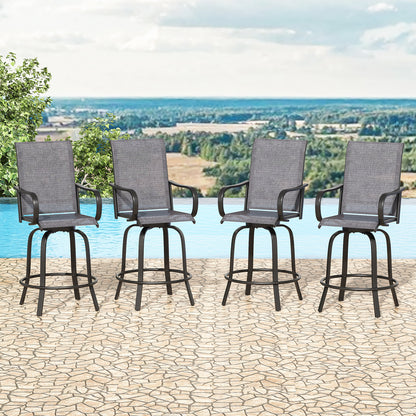 Patio Barstools Set of 2, Swivel Outdoor Patio Bar Stools with Textilene Fabric, Height Top Outdoor Chair 360° Swivel, All Weather Use, Ergonomic Comfort Bar Height Tall Stools for Outside