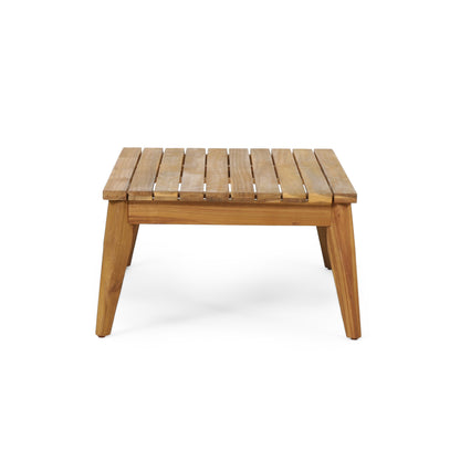 Outdoor 4-Piece Acacia Wood Chat Set with Rope, 1 loveseat and 2 club chairs Acacia Wood Conversation Sofa and 1 Table Set with Water Resistant Cushions, Teak Finished for Outdoor