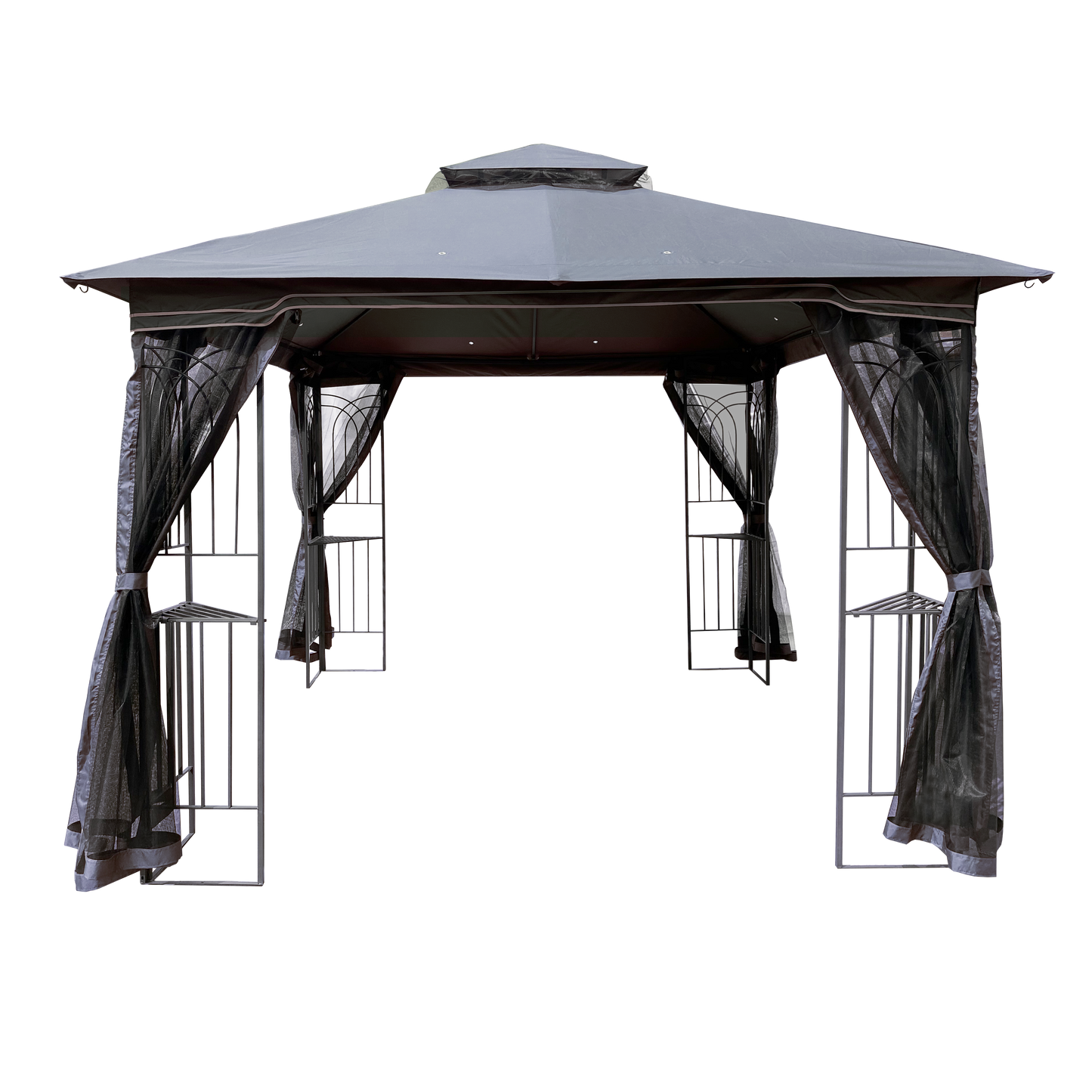 10x10 Outdoor Patio Gazebo Canopy Tent With Ventilated Double Roof And Mosquito net(Detachable Mesh Screen On All Sides),Suitable for Lawn, Garden, Backyard and Deck,Gray Top