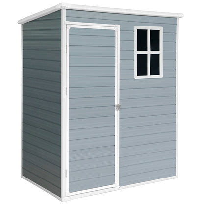 5ft x 3ft Resin Outdoor Storage Shed Plastic Garden Sheds with Floor and Lockable Door for Backyard, Lawn, Grey