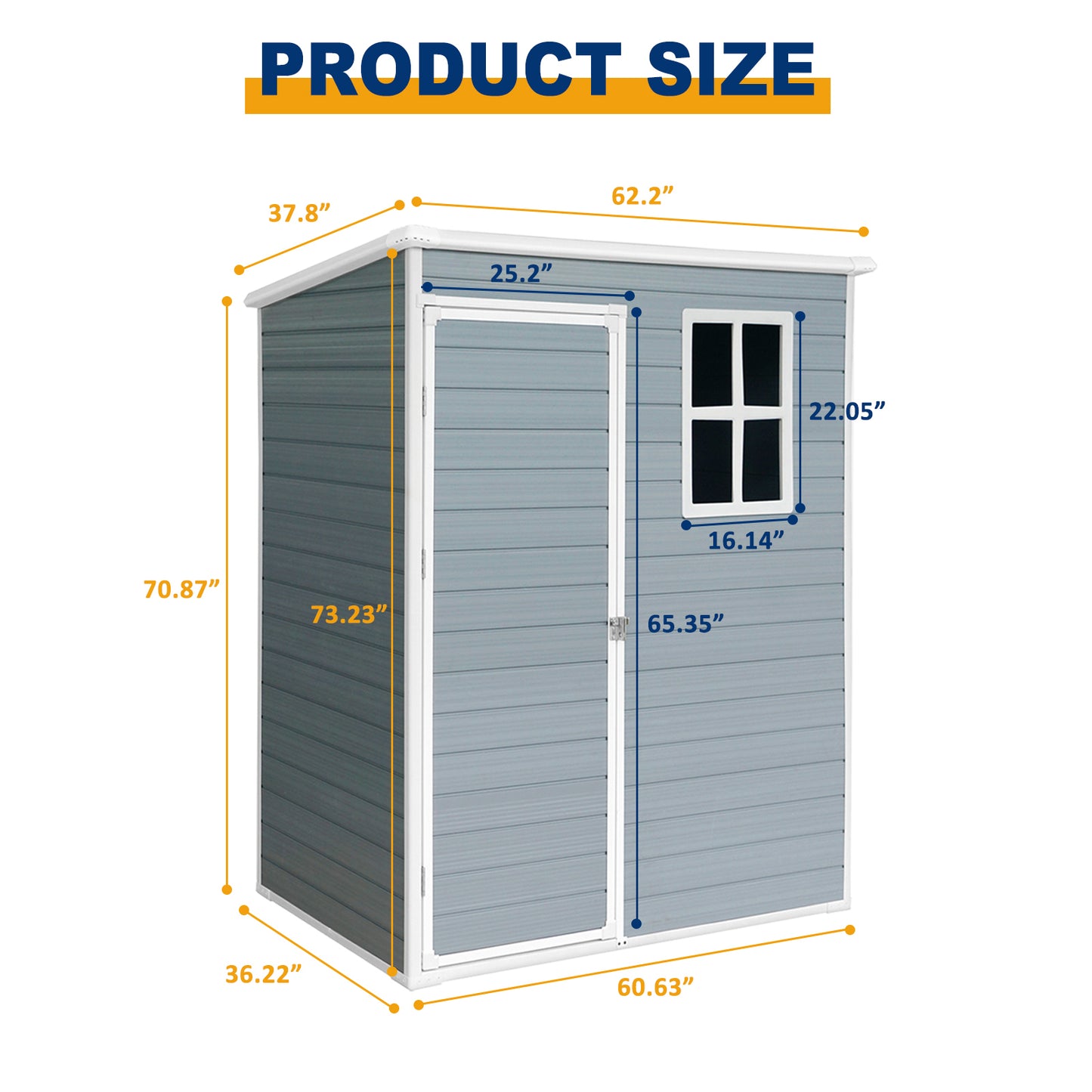 5ft x 3ft Resin Outdoor Storage Shed Plastic Garden Sheds with Floor and Lockable Door for Backyard, Lawn, Grey