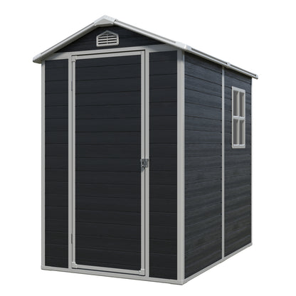4 ft x 6 ft Outdoor plastic Storage Shed with floor,Black (W540S00042)