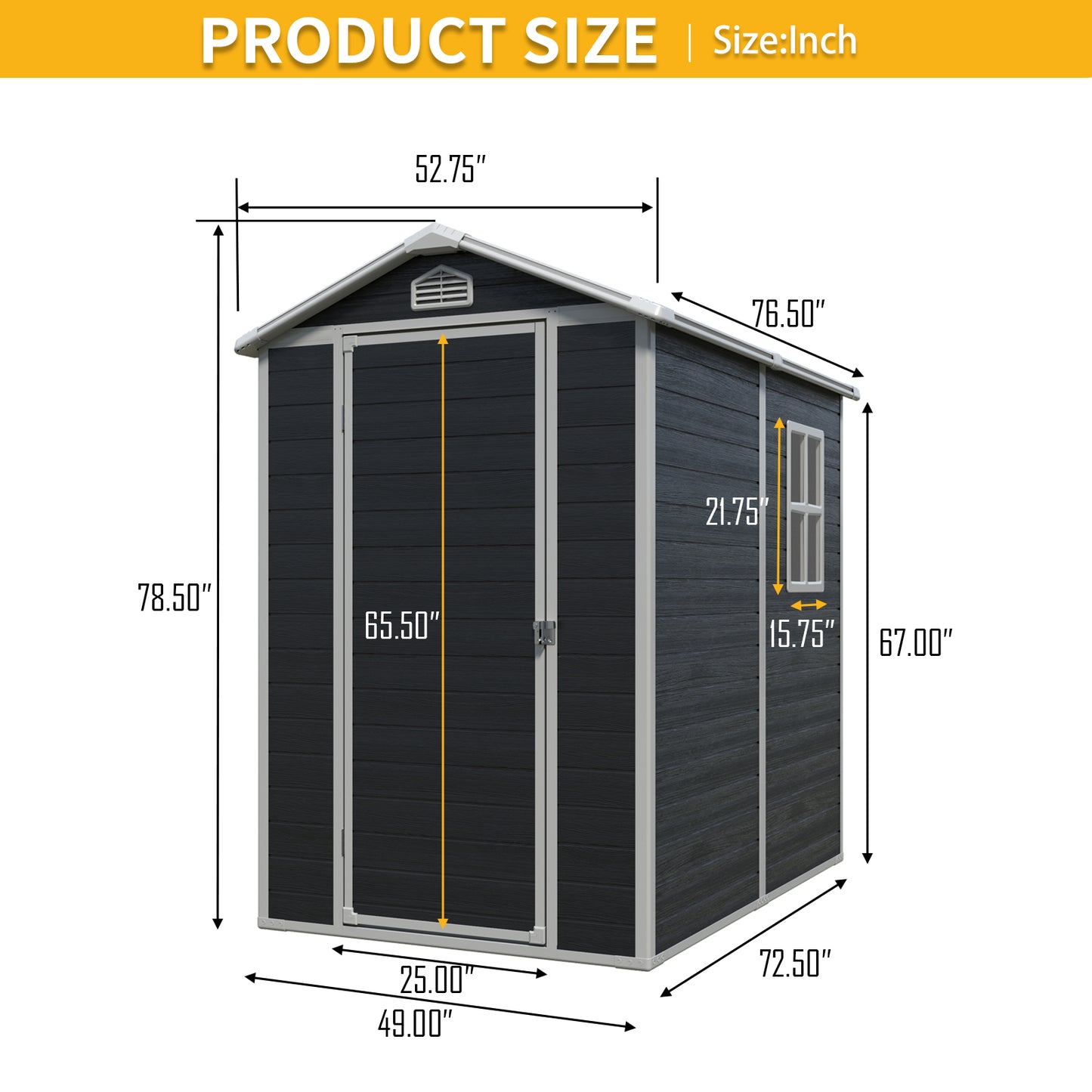 4 ft x 6 ft Outdoor plastic Storage Shed with floor,Black (W540S00042)