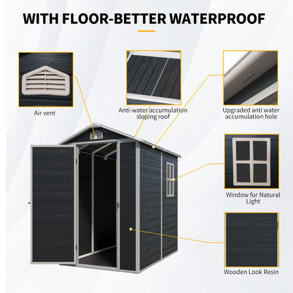 4 ft x 6 ft Outdoor plastic Storage Shed with floor,Black (W540S00042)