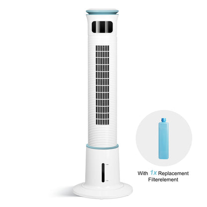 Simple Deluxe Mist Tower Fan, 12 Speeds & 3 Modes Settings Standing Fan , 15 Hour Timing Closure Cooling Fan, Low Noise, 43 Inches, White