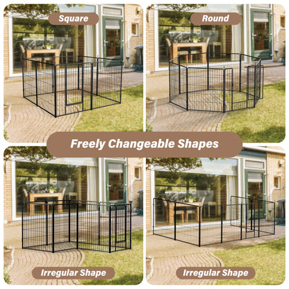 Dog Playpen Indoor Outdoor, 32" Height 8 Panels Fence with Anti-Rust Coating, Metal Heavy Portable Foldable Dog Pen for Large, Medium Small Dogs RV Yard Camping
