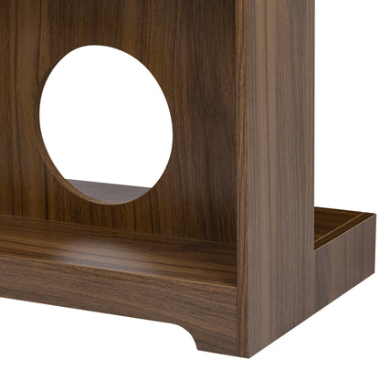 Modern Wooden Foldable Desk with Hutch & Storage, Home Office Pet-friendly Gaming Desk with Shelves, Space-Saving Workstation with Free Cat Bed & Scratching Post