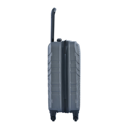 3 Piece Luggage Sets ABS Lightweight Suitcase with Two Hooks, Spinner Wheels, TSA Lock, (20/24/28) Gray