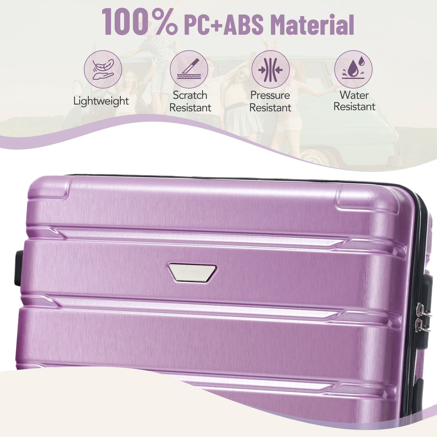 Hardshell Luggage Set 3 Piece, Durable ABS+PC Travel Suitcase with Spinner Wheels for Men Women (20/24/28 Inch)