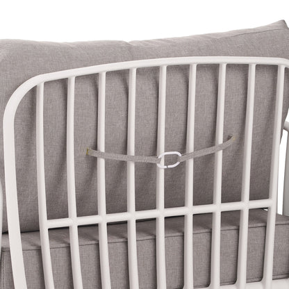 9 Piece Patio Conversation Sets, Modern Outdoor Patio Sectional Furniture Set with Two Square Coffee Table, Waterproof Thick Cushion Deep Seating for Porch, Balcony, White & Light Gray